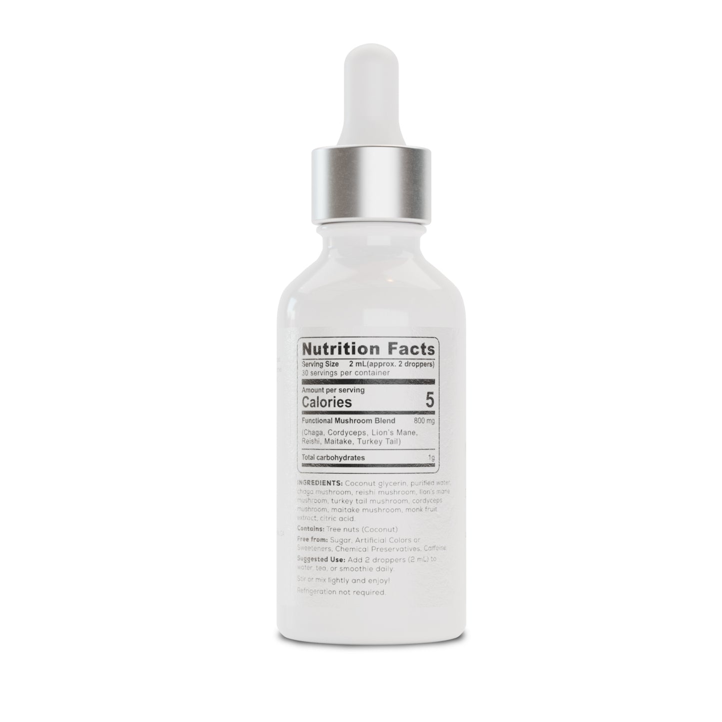 Functional Drops 6 Mushroom Blend supplement facts panel